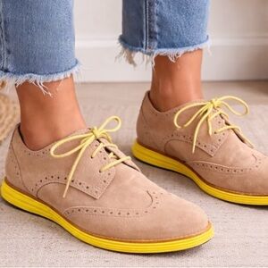 Cole Haan Wingtip Oxfords with Yellow Soles and Laces